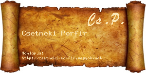Csetneki Porfir névjegykártya